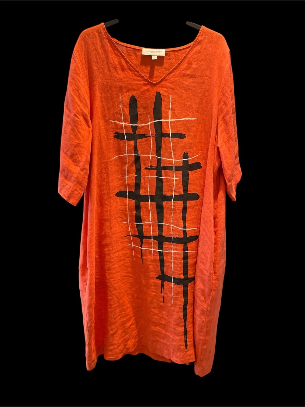Carolyn Donnelly Orange Linen Midi Dress Size 12-14